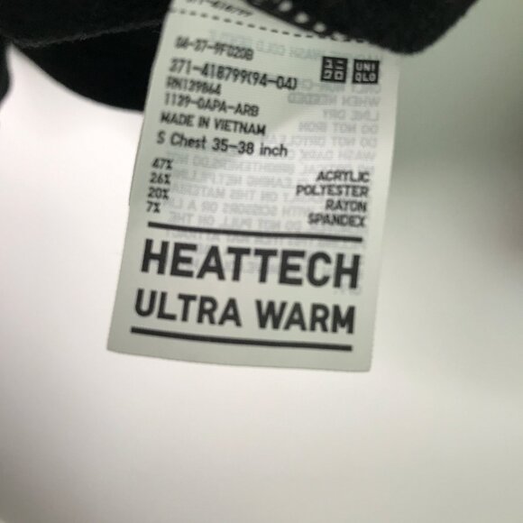 Uniqlo Heat Tech Waffle Knit Long Sleeve T Shirt Black Mens S - Picture 5 of 10